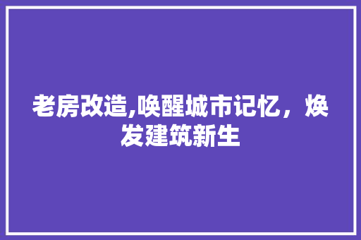 老房改造,唤醒城市记忆，焕发建筑新生
