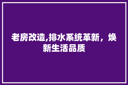 老房改造,排水系统革新，焕新生活品质