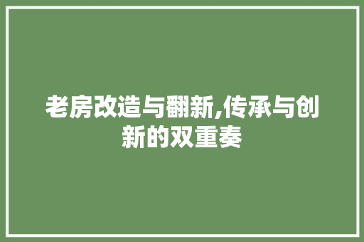 老房改造与翻新,传承与创新的双重奏
