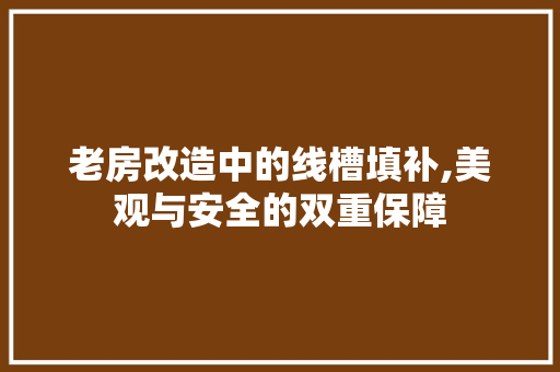老房改造中的线槽填补,美观与安全的双重保障