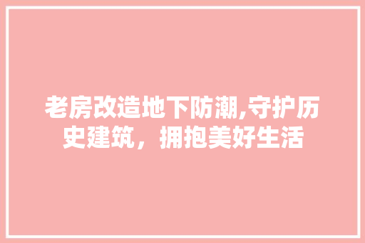 老房改造地下防潮,守护历史建筑，拥抱美好生活