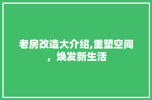 老房改造大介绍,重塑空间，焕发新生活