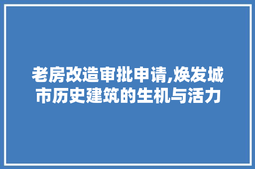 老房改造审批申请,焕发城市历史建筑的生机与活力