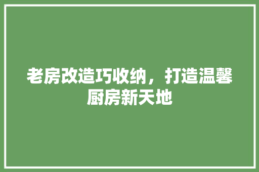 老房改造巧收纳，打造温馨厨房新天地