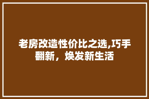 老房改造性价比之选,巧手翻新，焕发新生活