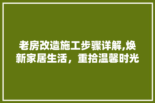 老房改造施工步骤详解,焕新家居生活，重拾温馨时光