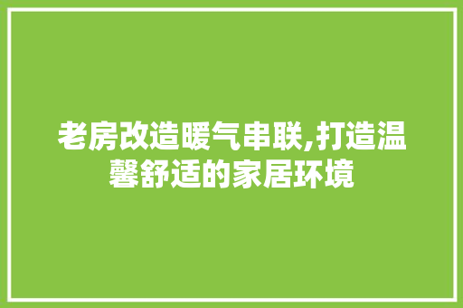 老房改造暖气串联,打造温馨舒适的家居环境