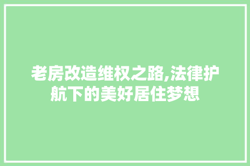 老房改造维权之路,法律护航下的美好居住梦想