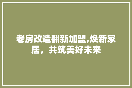 老房改造翻新加盟,焕新家居，共筑美好未来