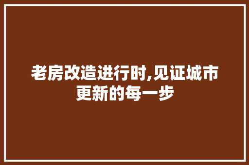 老房改造进行时,见证城市更新的每一步
