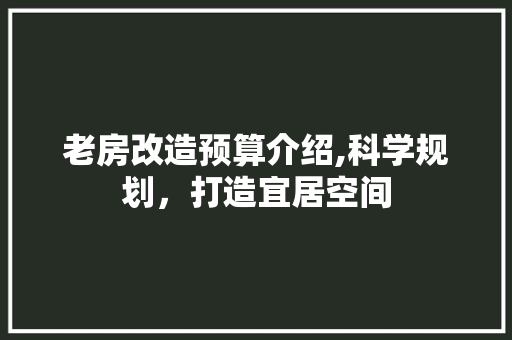 老房改造预算介绍,科学规划，打造宜居空间