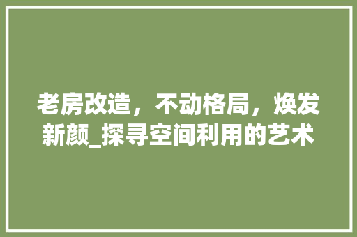 老房改造，不动格局，焕发新颜_探寻空间利用的艺术