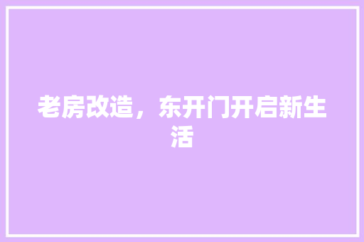 老房改造，东开门开启新生活