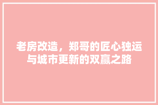 老房改造，郑哥的匠心独运与城市更新的双赢之路