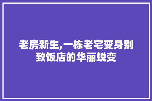 老房新生,一栋老宅变身别致饭店的华丽蜕变