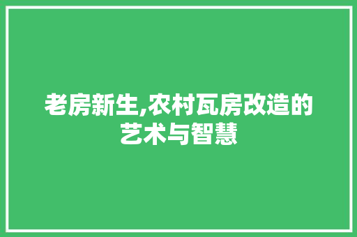 老房新生,农村瓦房改造的艺术与智慧