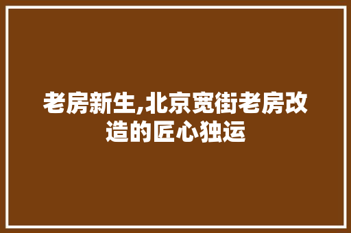 老房新生,北京宽街老房改造的匠心独运