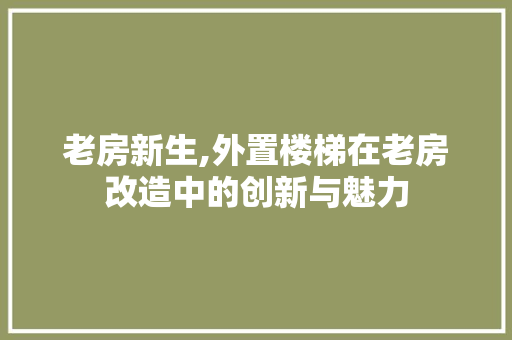 老房新生,外置楼梯在老房改造中的创新与魅力