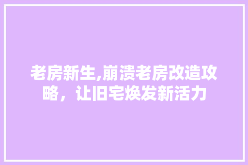 老房新生,崩溃老房改造攻略，让旧宅焕发新活力