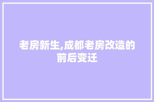 老房新生,成都老房改造的前后变迁