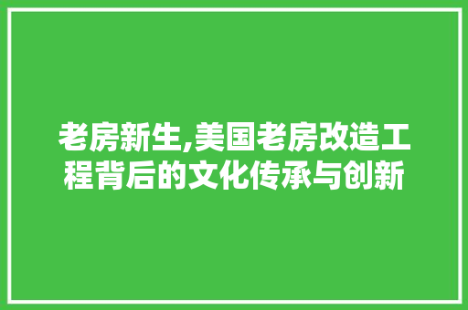 老房新生,美国老房改造工程背后的文化传承与创新