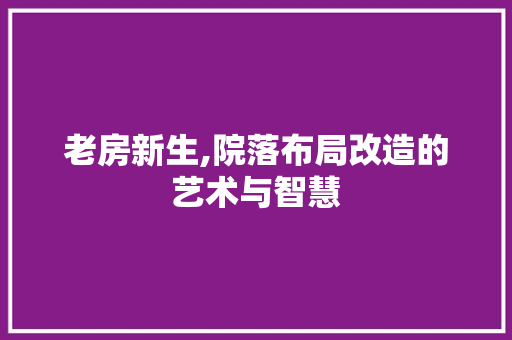 老房新生,院落布局改造的艺术与智慧
