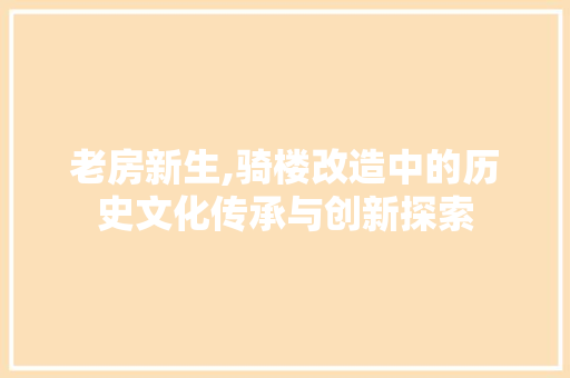 老房新生,骑楼改造中的历史文化传承与创新探索