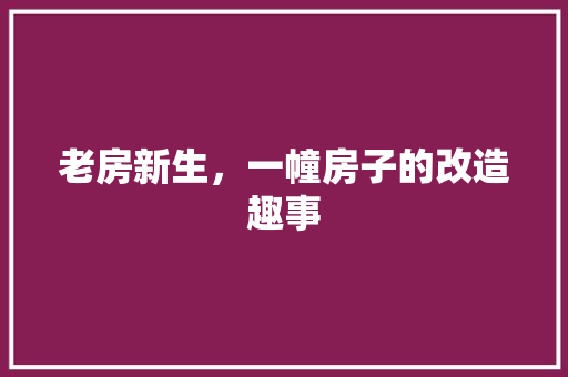 老房新生，一幢房子的改造趣事