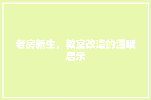 老房新生，教室改造的温暖启示