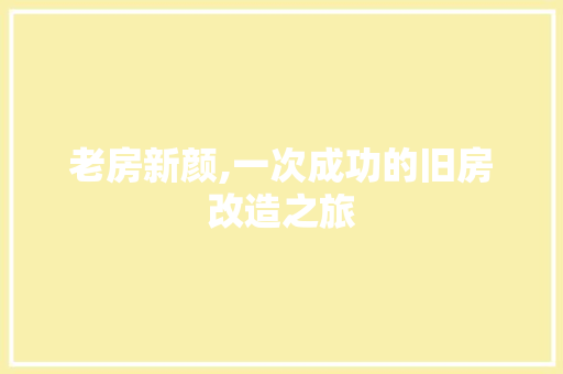 老房新颜,一次成功的旧房改造之旅