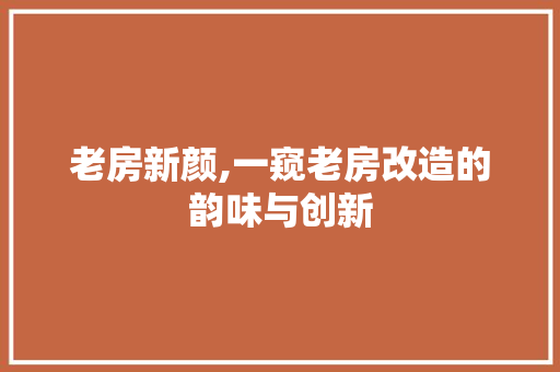 老房新颜,一窥老房改造的韵味与创新
