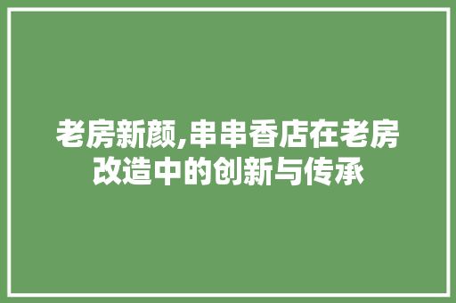 老房新颜,串串香店在老房改造中的创新与传承