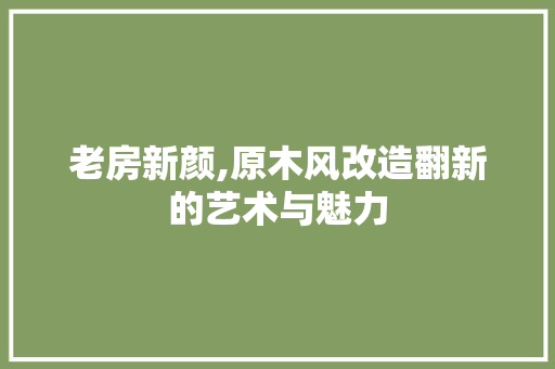 老房新颜,原木风改造翻新的艺术与魅力