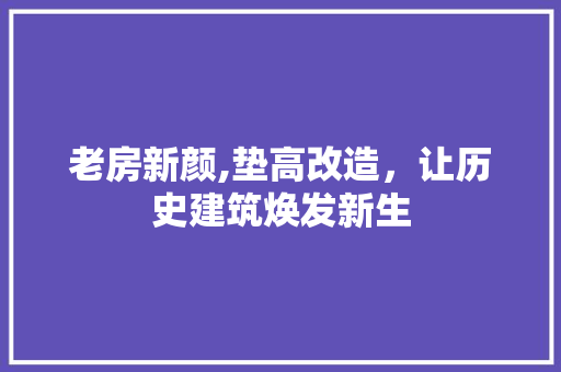 老房新颜,垫高改造，让历史建筑焕发新生