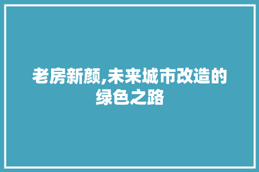 老房新颜,未来城市改造的绿色之路