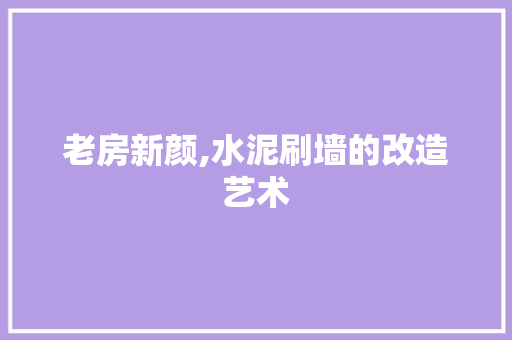 老房新颜,水泥刷墙的改造艺术