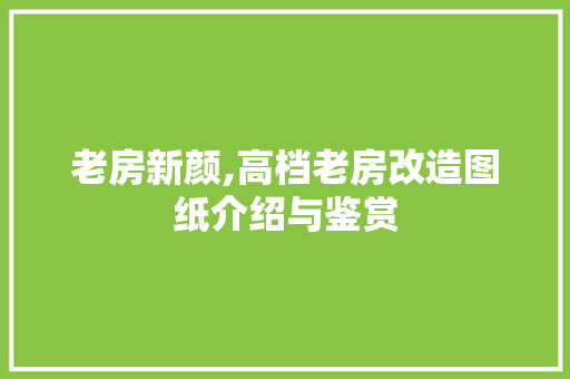 老房新颜,高档老房改造图纸介绍与鉴赏