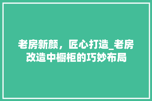 老房新颜，匠心打造_老房改造中橱柜的巧妙布局