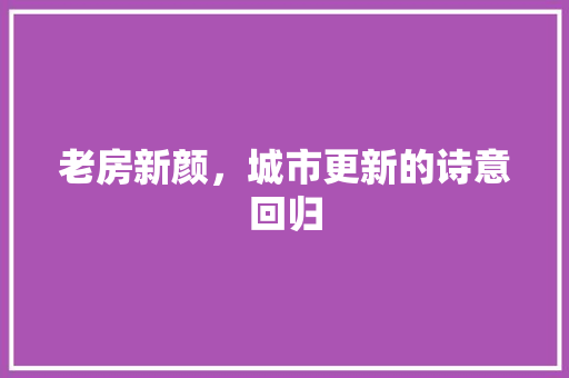 老房新颜，城市更新的诗意回归