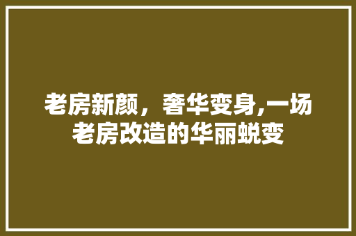 老房新颜，奢华变身,一场老房改造的华丽蜕变