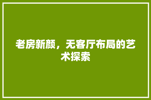 老房新颜，无客厅布局的艺术探索