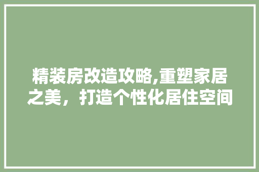 精装房改造攻略,重塑家居之美，打造个性化居住空间