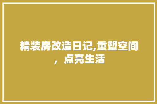 精装房改造日记,重塑空间，点亮生活