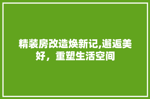精装房改造焕新记,邂逅美好，重塑生活空间