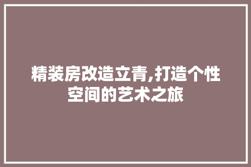精装房改造立青,打造个性空间的艺术之旅
