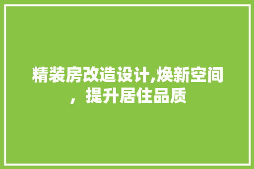 精装房改造设计,焕新空间，提升居住品质