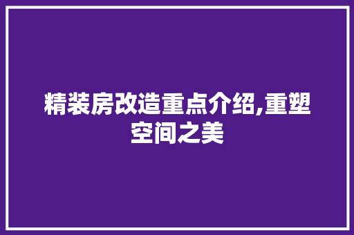 精装房改造重点介绍,重塑空间之美