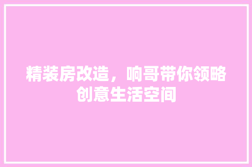 精装房改造，响哥带你领略创意生活空间