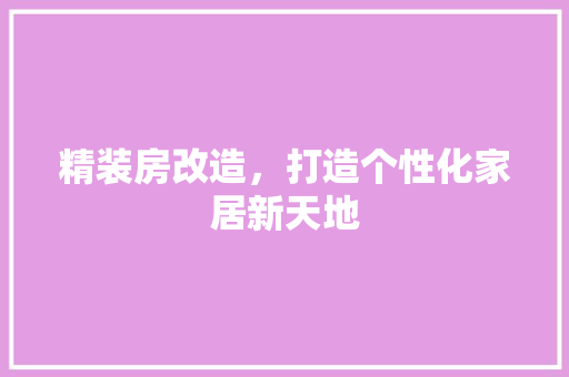 精装房改造，打造个性化家居新天地