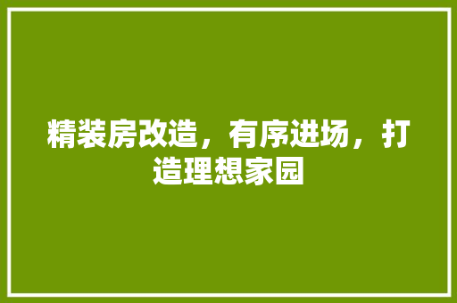 精装房改造，有序进场，打造理想家园